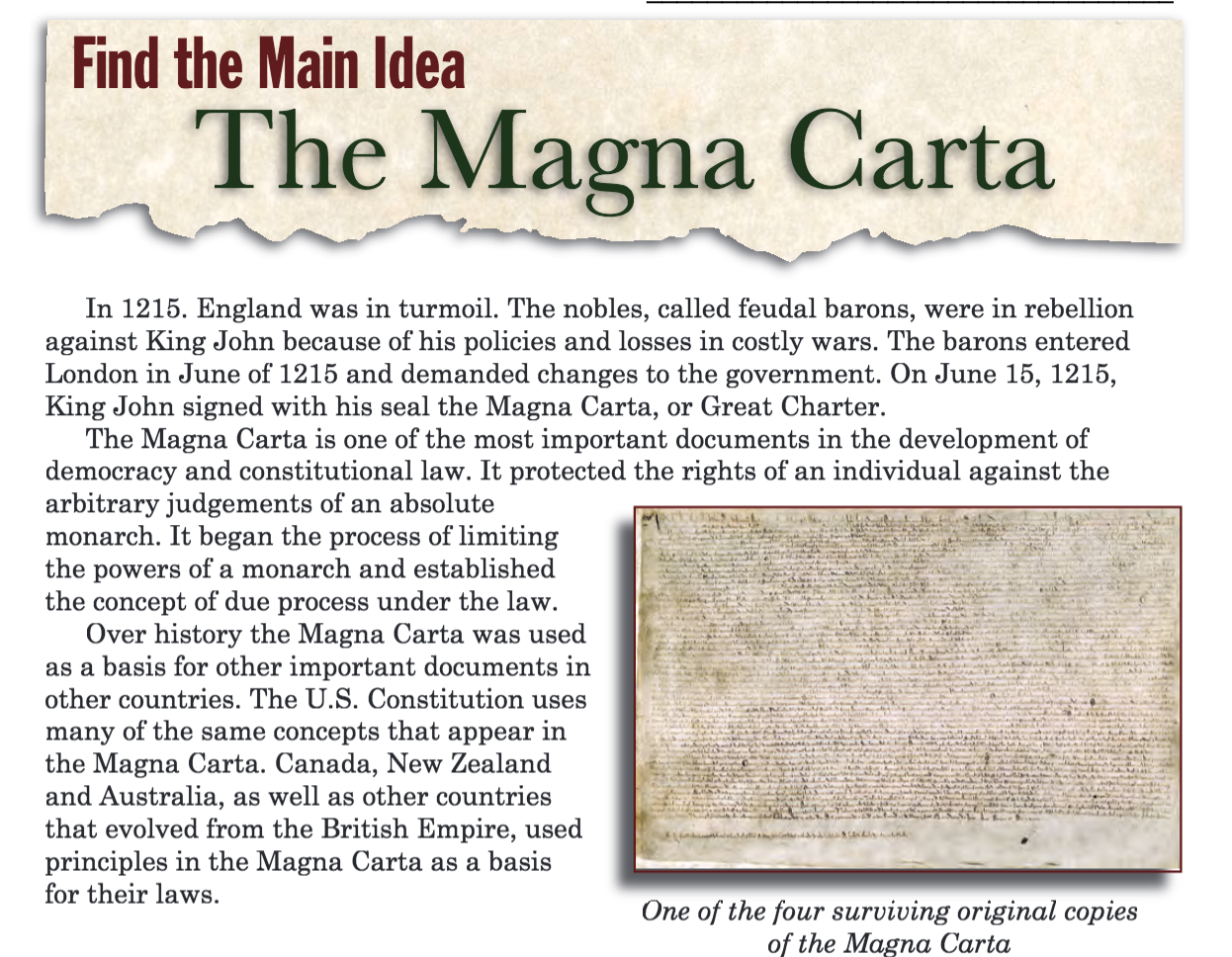 magna carta document summary